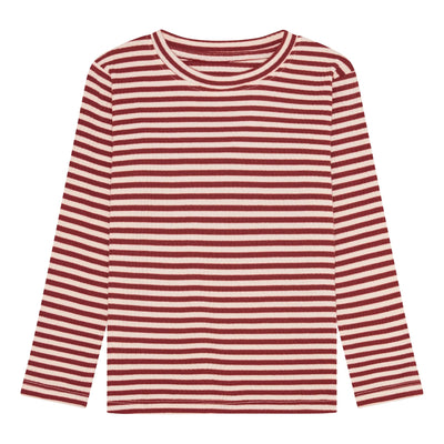 Okker Gokker  rib bluse - red stripe