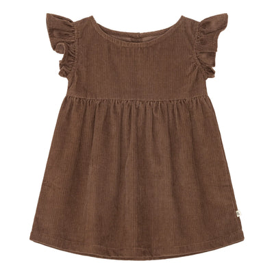 Okker Gokker  Fløjlskjole med flæser - chocolate brown