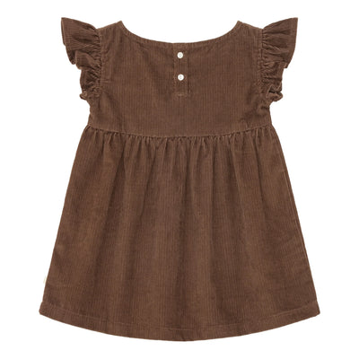 Okker Gokker  Fløjlskjole med flæser - chocolate brown