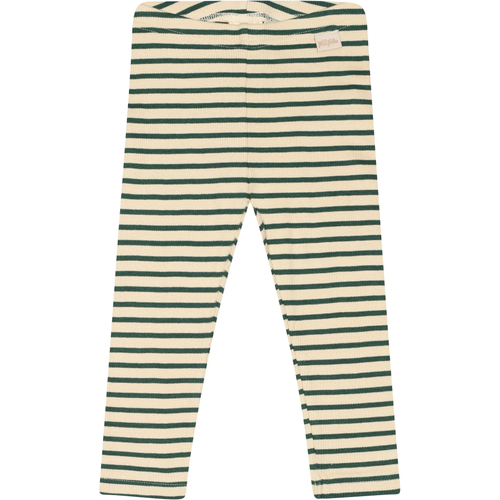 PETIT PIAO  Legging Modal Striped Emerald green/dark off white