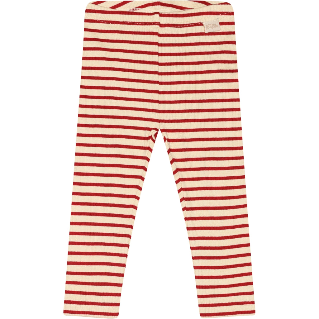 PETIT PIAO  Legging Modal Striped Chili pepper/dark off white