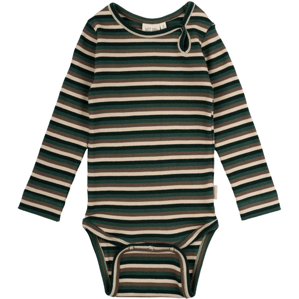 PETIT PIAO  Body L/S Modal Multi Emerald green multi stripe