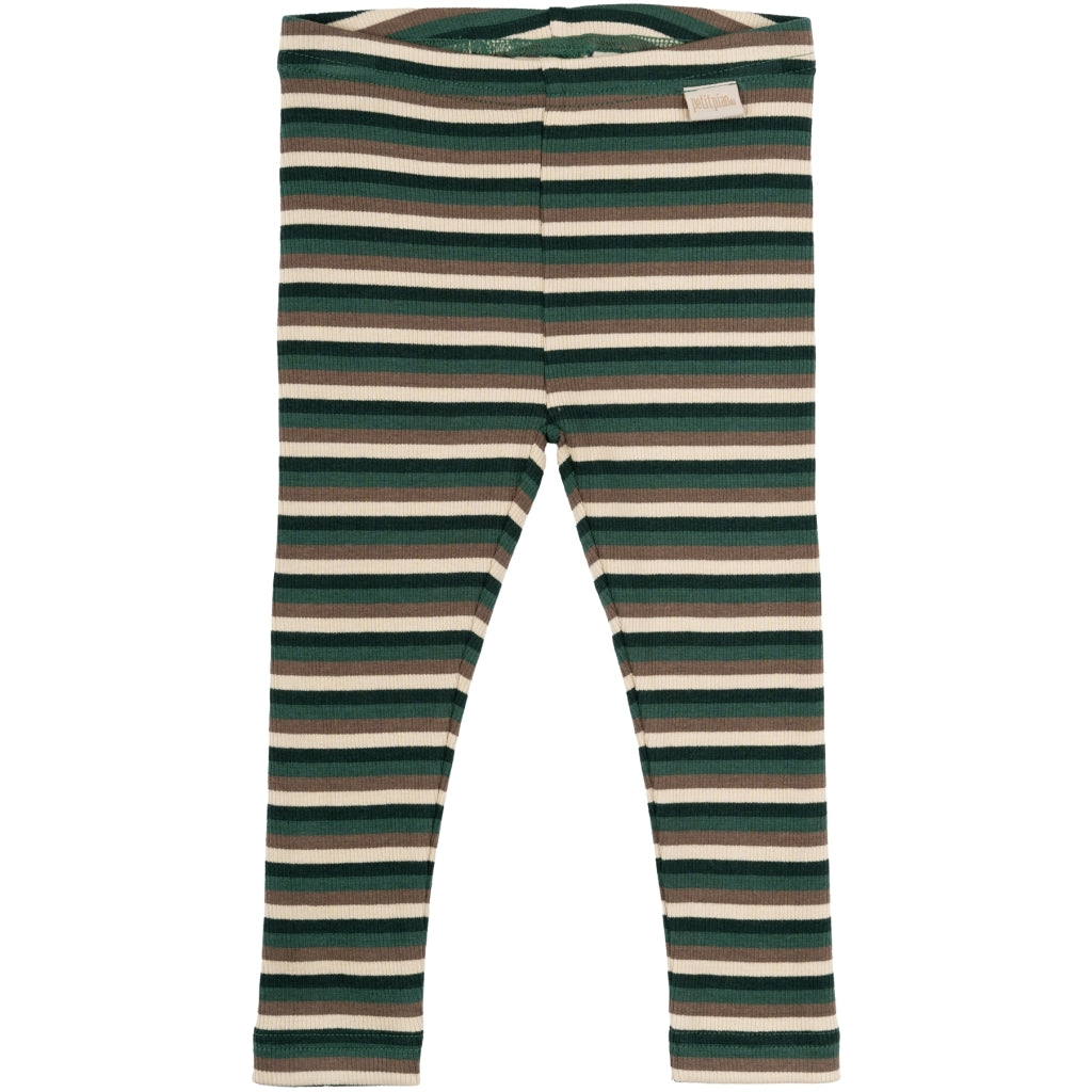 PETIT PIAO Legging Modal Multi Emerald green multi stripe