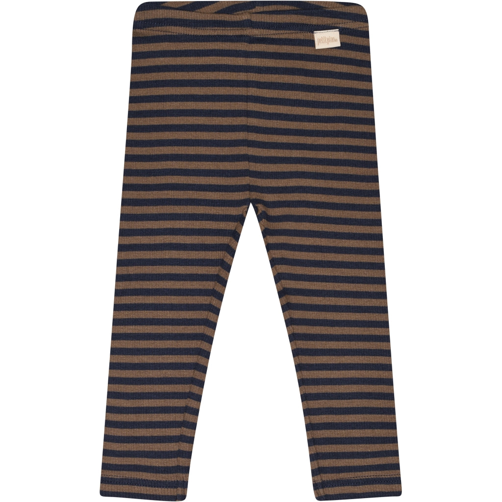 PETIT PIAO  Legging Modal Striped Chocolate brown/indigo plum stripe