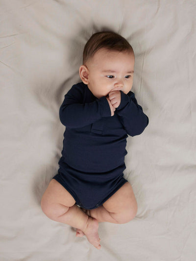 NAME IT BABY LANGÆRMET RIBSTRIKKET BODYSTOCKING  Dark Sapphire