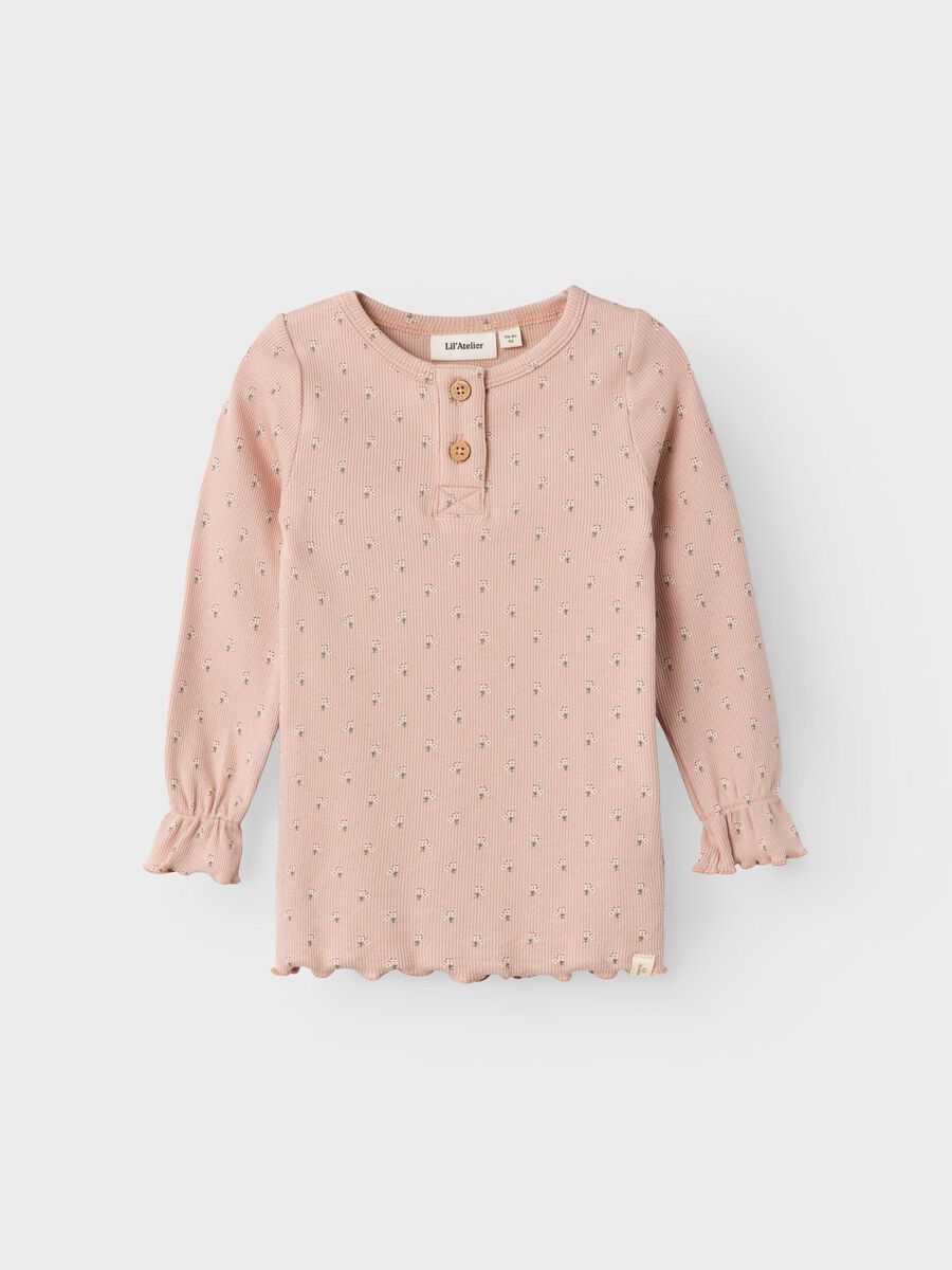 LIL' ATELIER MINI  PRINTET TOP MED LANGE ÆRMER Rose Dust.