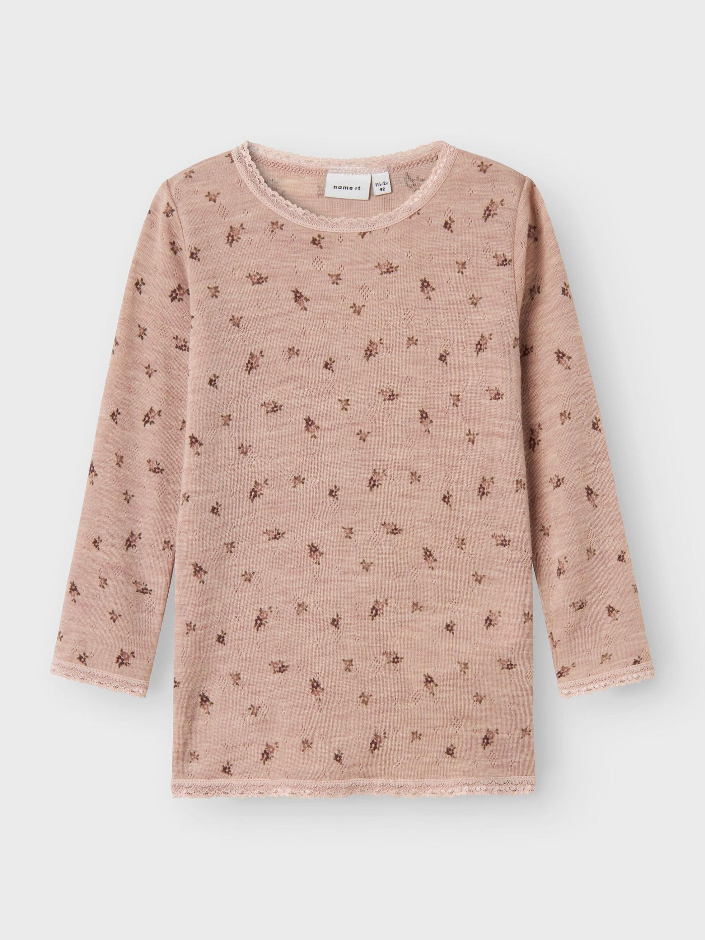 Name it MERINOULD TOP MED LANGE ÆRMER  Shadow Gray