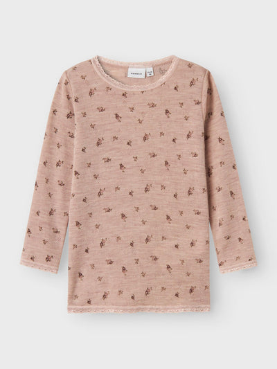 Name it MERINOULD TOP MED LANGE ÆRMER  Shadow Gray