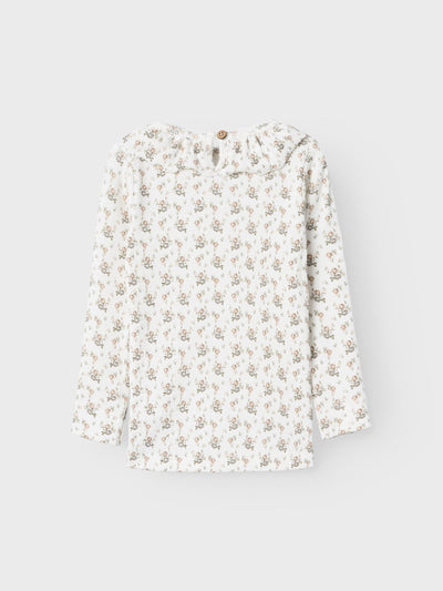 LIL' ATELIER MINI  SLIM FIT TOP MED LANGE ÆRMER  COCONUT MILK