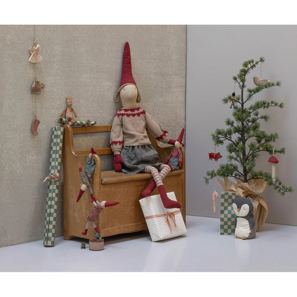 Maileg Nisse, Str. 1, Pige - Vinter mint kjole