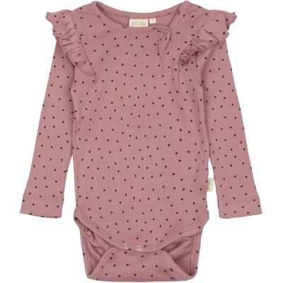 Petit Piao  Body L/S Frill Modal  Nostalgic Rose/Coffee Bean
