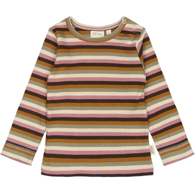 Petit Piao T-shirt L/S Modal Multi Striped Nostalgic rose multi stripe