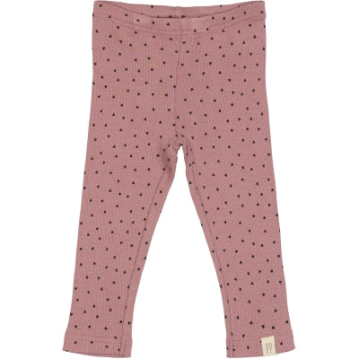 Petit Piao Legging Modal Heart Nostalgic Rose/Coffee Bean