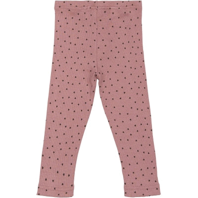 Petit Piao Legging Modal Heart Nostalgic Rose/Coffee Bean