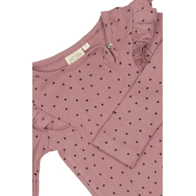 Petit Piao  Body L/S Frill Modal  Nostalgic Rose/Coffee Bean