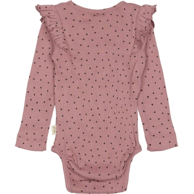 Petit Piao  Body L/S Frill Modal  Nostalgic Rose/Coffee Bean