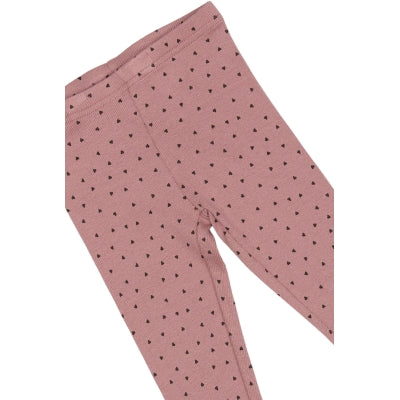 Petit Piao Legging Modal Heart Nostalgic Rose/Coffee Bean
