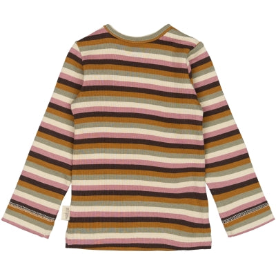 Petit Piao T-shirt L/S Modal Multi Striped Nostalgic rose multi stripe