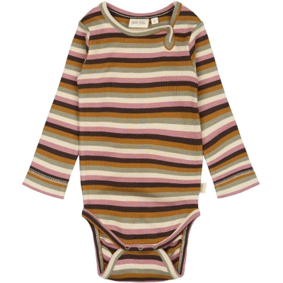 Petit Piao Body L/S Modal Multi Striped Nostalgic rose multi stripe.