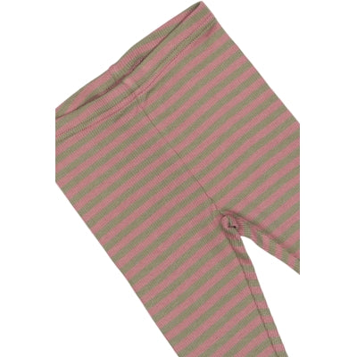 Petit Piao  Legging Modal Striped Nostalgic rose/dusty moss