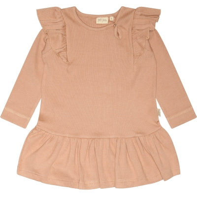 Petit Piao Kjole Modal Frill LS Cafe Rose