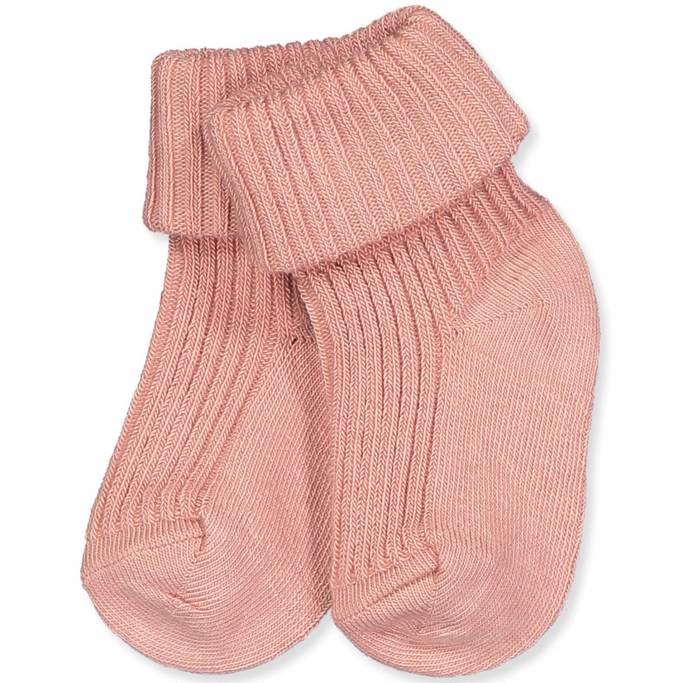Cotton rib baby socks - Peach Pink