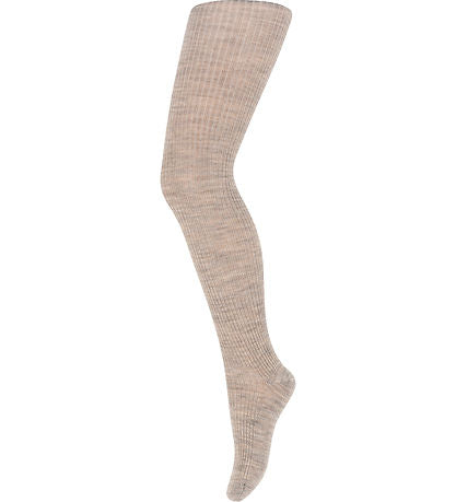 Wool rib tights - Light Brown Melange - 70