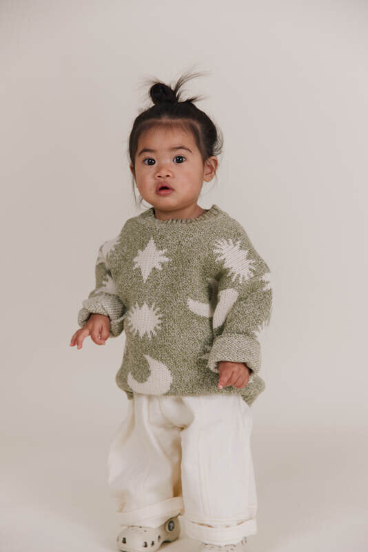 Claude and Co Cozmo Matcha Moon & Stars Sweater