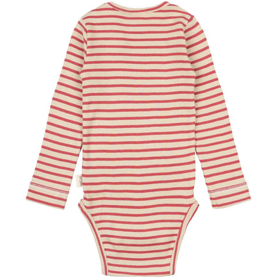 Petit Piao Body L/S Modal Striped - Light Berry/Dark Off White