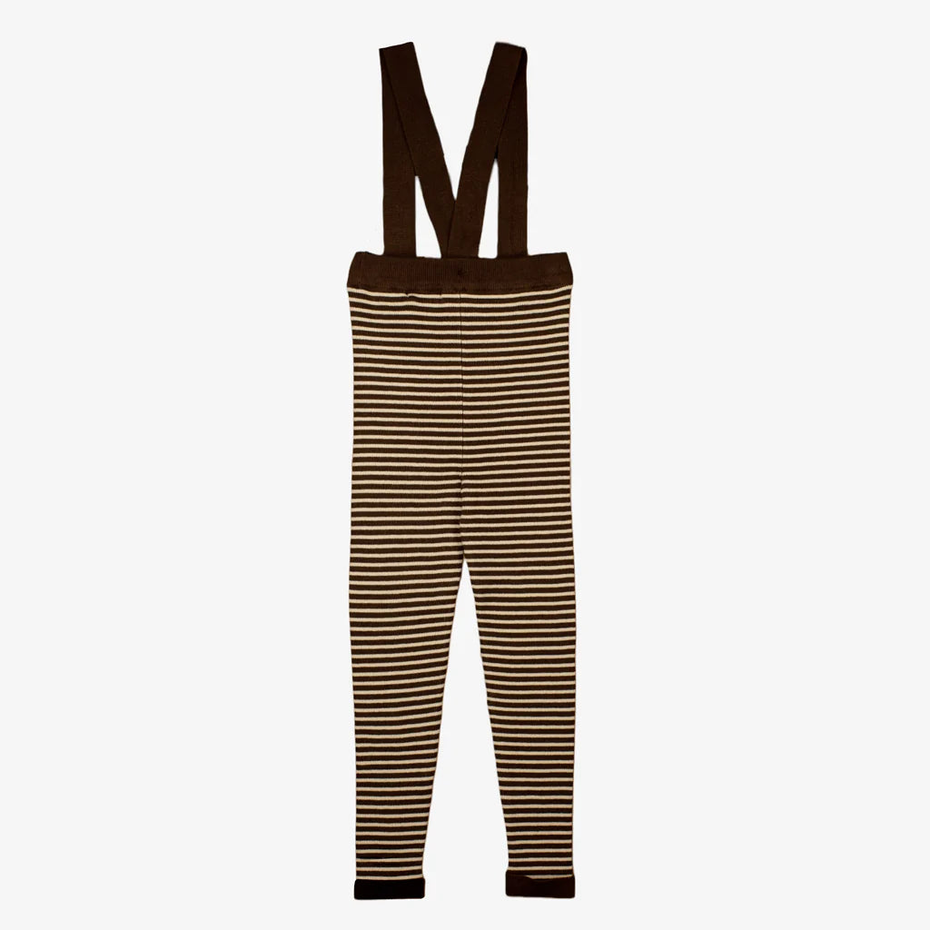 FAVO LEGGENS WITH SUSPENDERS - CHICORY COFFEE W. SAND STRIPES