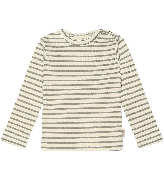 Petit piao  T-shirt L/S Modal Striped Green Shadow.