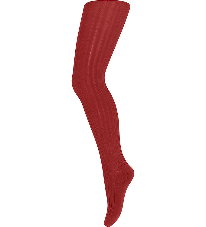 Wool rib tights Tomato