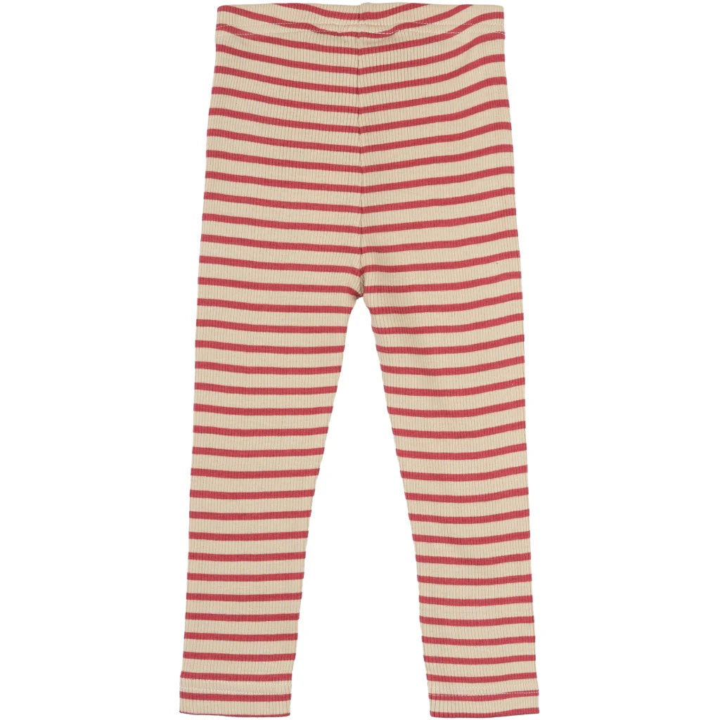 Petit Piao Legging Modal Striped - Light Berry/Dark Off White
