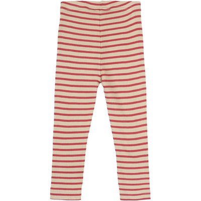 Petit Piao Legging Modal Striped - Light Berry/Dark Off White