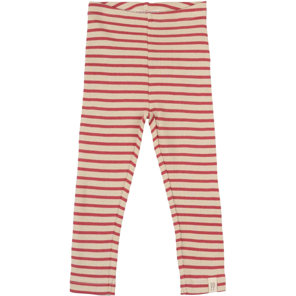 Petit Piao Legging Modal Striped - Light Berry/Dark Off White