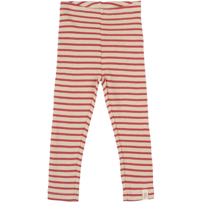 Petit Piao Legging Modal Striped - Light Berry/Dark Off White