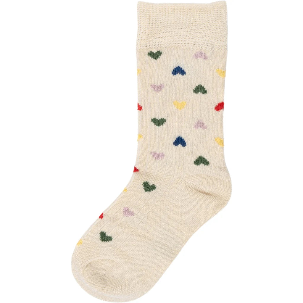 MiniPop® Bamboo Heart Socks - Off white heart