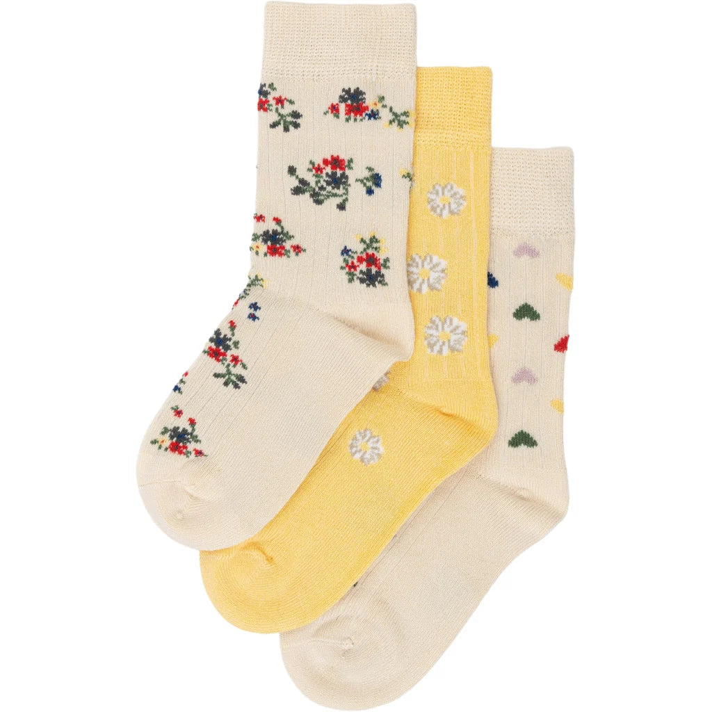 MiniPop® Season Bamboo Socks 3 Pcs - Flower mix