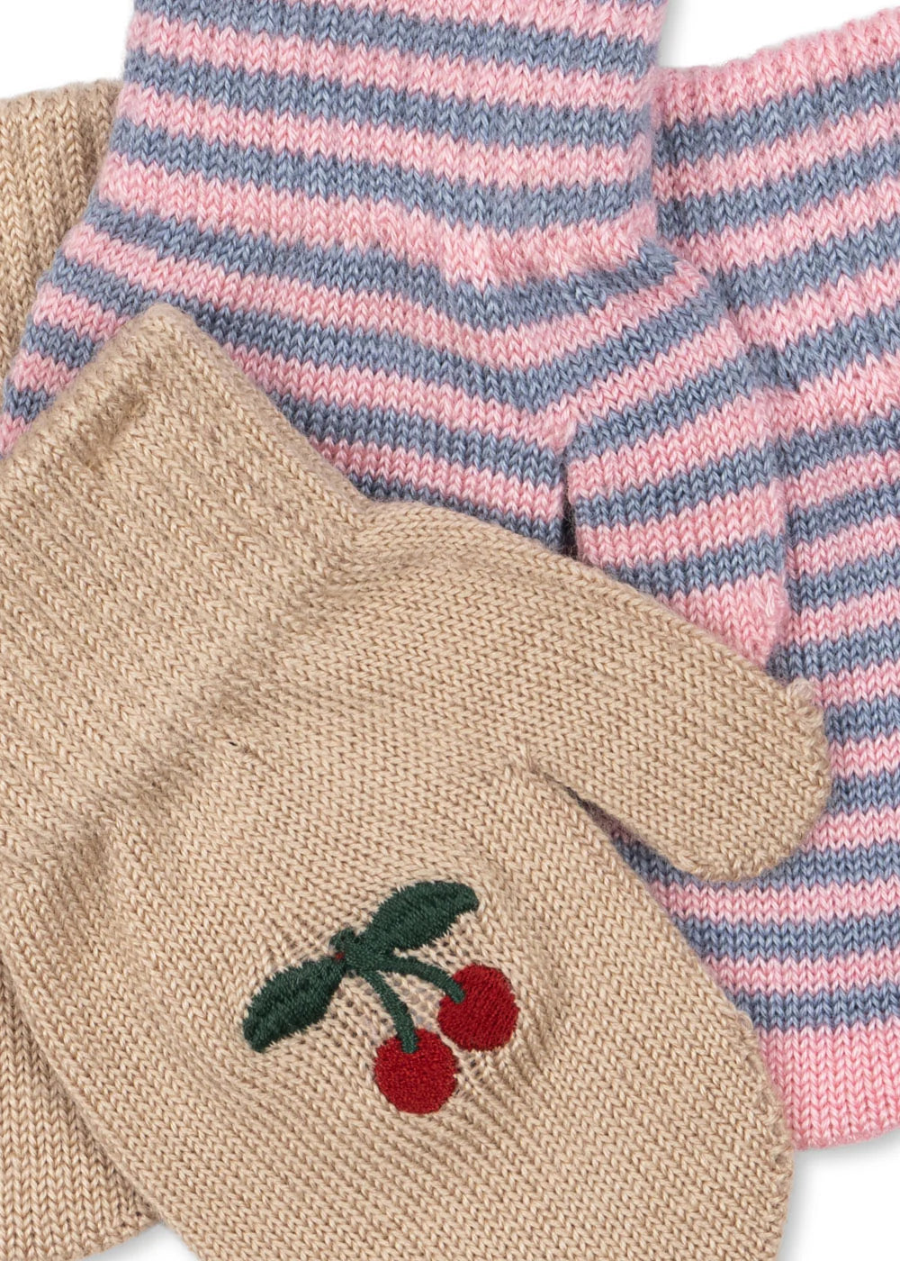 Konges Sløjd  2 pak filla vanter  cherry/stripe