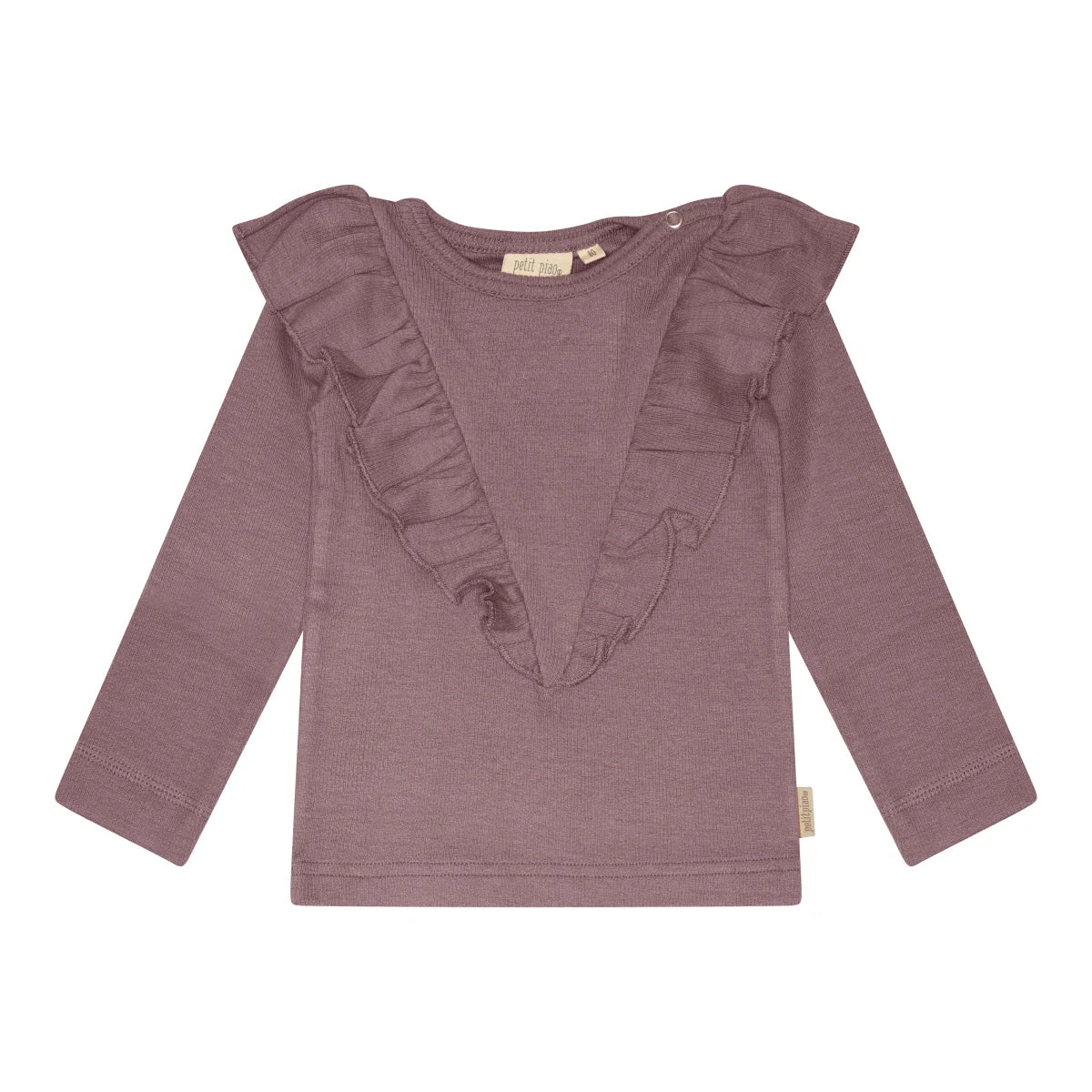 T-shirt L/S Modal V-Frill Lavender Mist.