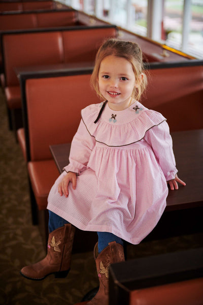 Copenhagen Colors HOUNDSTOOTH FRILL DRESS W. EMBROIDERY