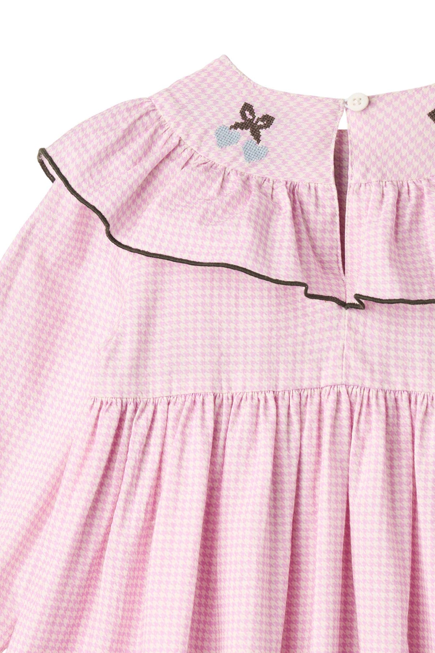 Copenhagen Colors HOUNDSTOOTH FRILL DRESS W. EMBROIDERY