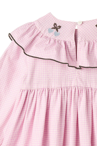 Copenhagen Colors HOUNDSTOOTH FRILL DRESS W. EMBROIDERY