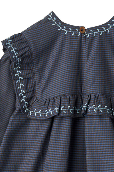 Copenhagen Colors CHECKERED DRESS W. EMB. AND RUFFLE