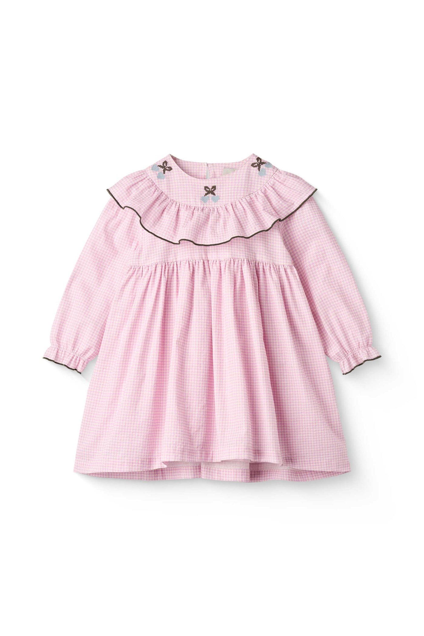 Copenhagen Colors HOUNDSTOOTH FRILL DRESS W. EMBROIDERY