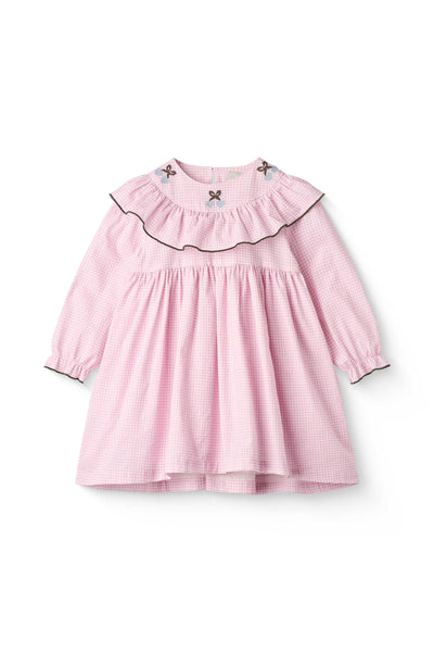 Copenhagen Colors HOUNDSTOOTH FRILL DRESS W. EMBROIDERY