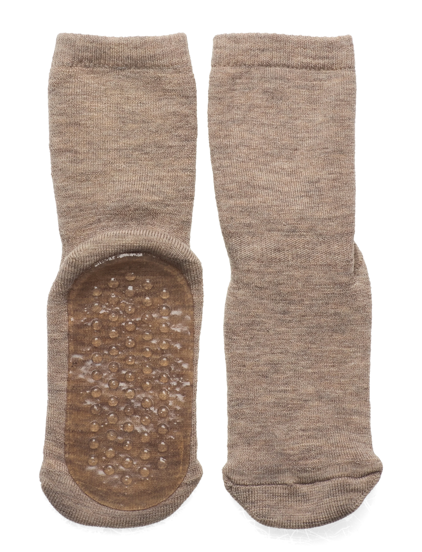 Wool socks - anti-slip - Light Brown Melange