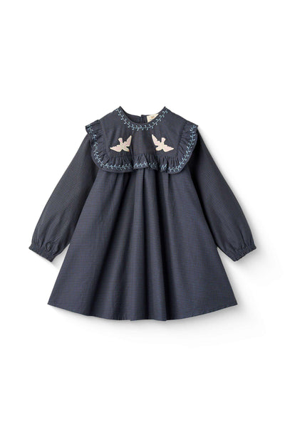 Copenhagen Colors CHECKERED DRESS W. EMB. AND RUFFLE