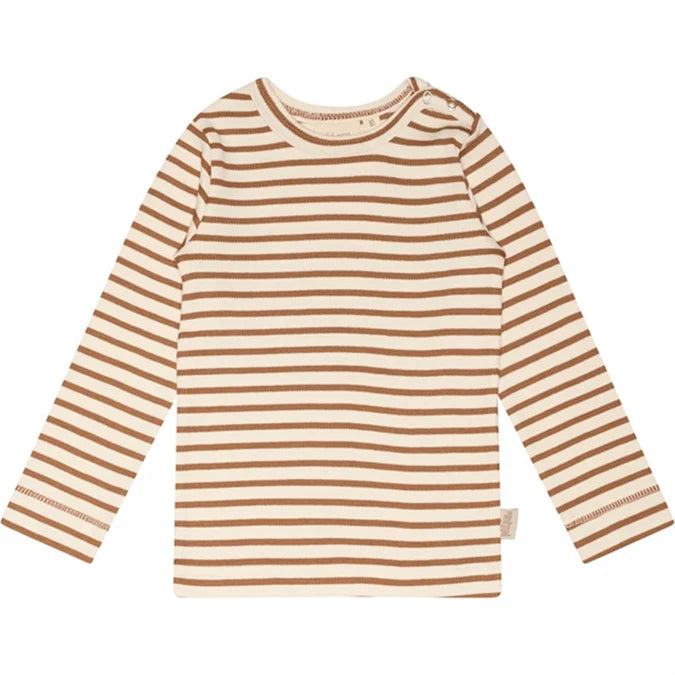 T-shirt L/S Modal Striped Caramel.