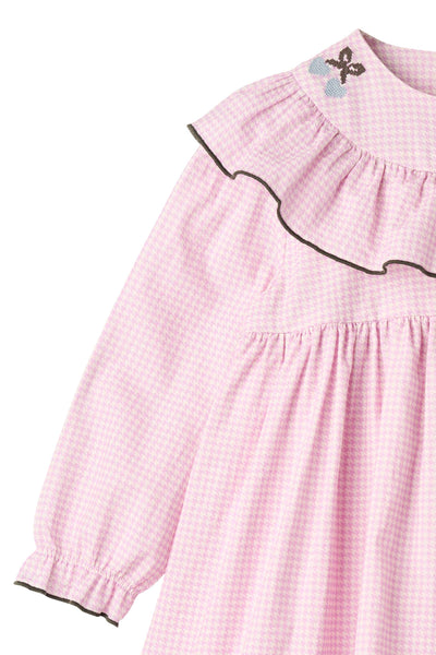 Copenhagen Colors HOUNDSTOOTH FRILL DRESS W. EMBROIDERY